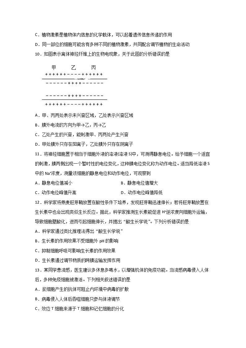 2020滁州明光中学高二下学期开学考试生物试题含答案第3页