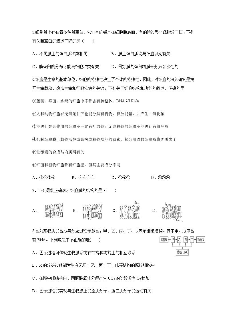 2021成都外国语学校高一下学期开学考试生物试题含答案第2页