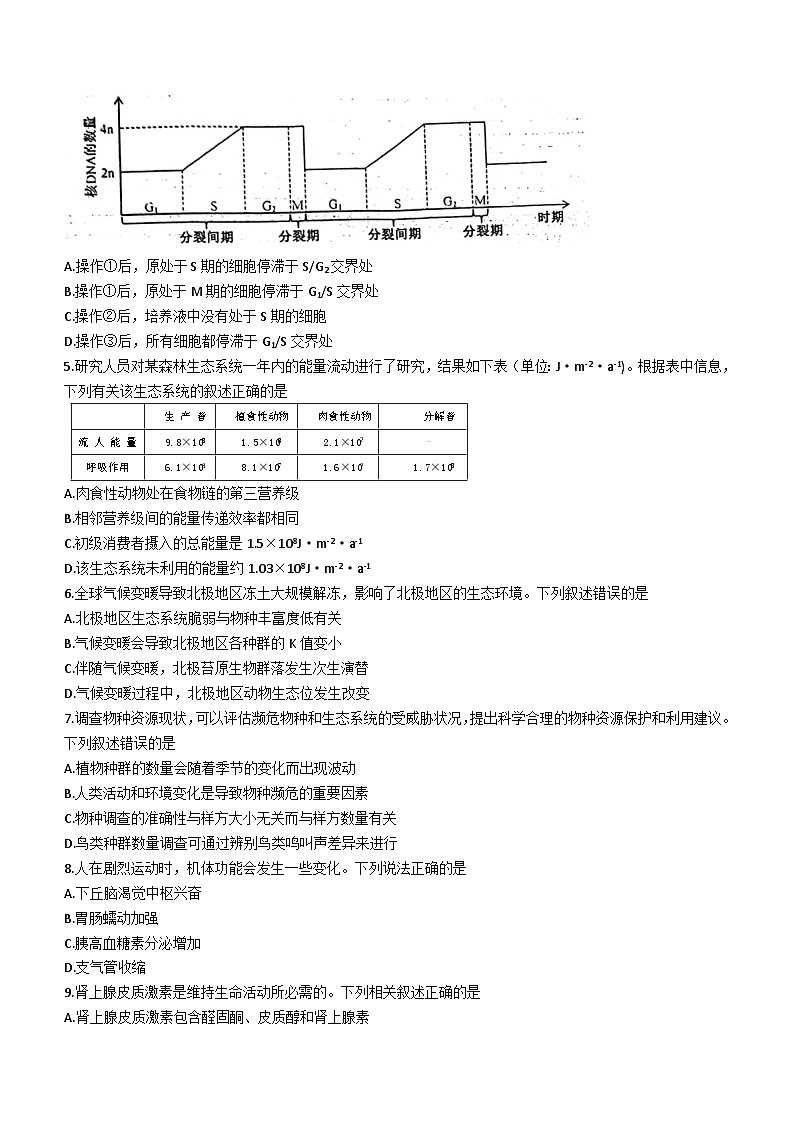 20241月普通高等学校招生全国统一考试适应性测试（九省联考）生物试题（适用地区：安徽）无答案第2页