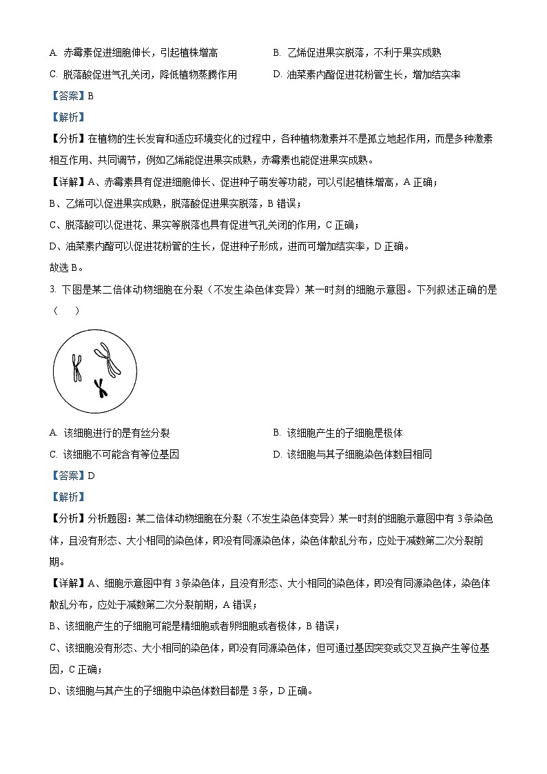 2024年1月普通高等学校招生全国统一考试适应性测试（九省联考）生物试题（适用地区：黑龙江）（解析）第2页