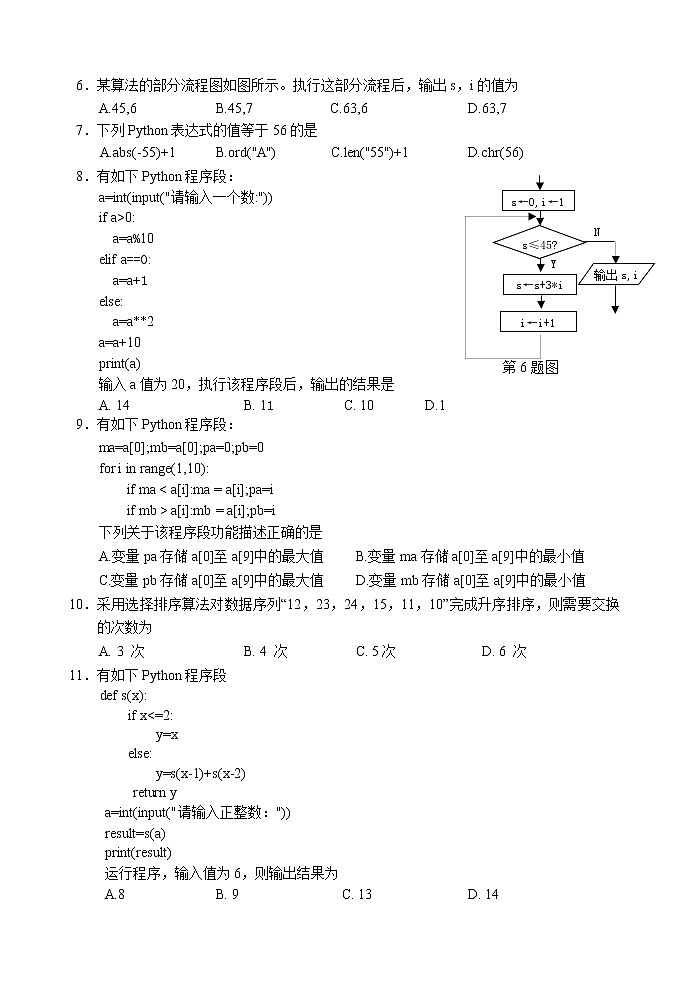 浙江省丽水市2021-2022学年高二上学期普通高中教学质量监控（期末）信息技术试题含答案第2页