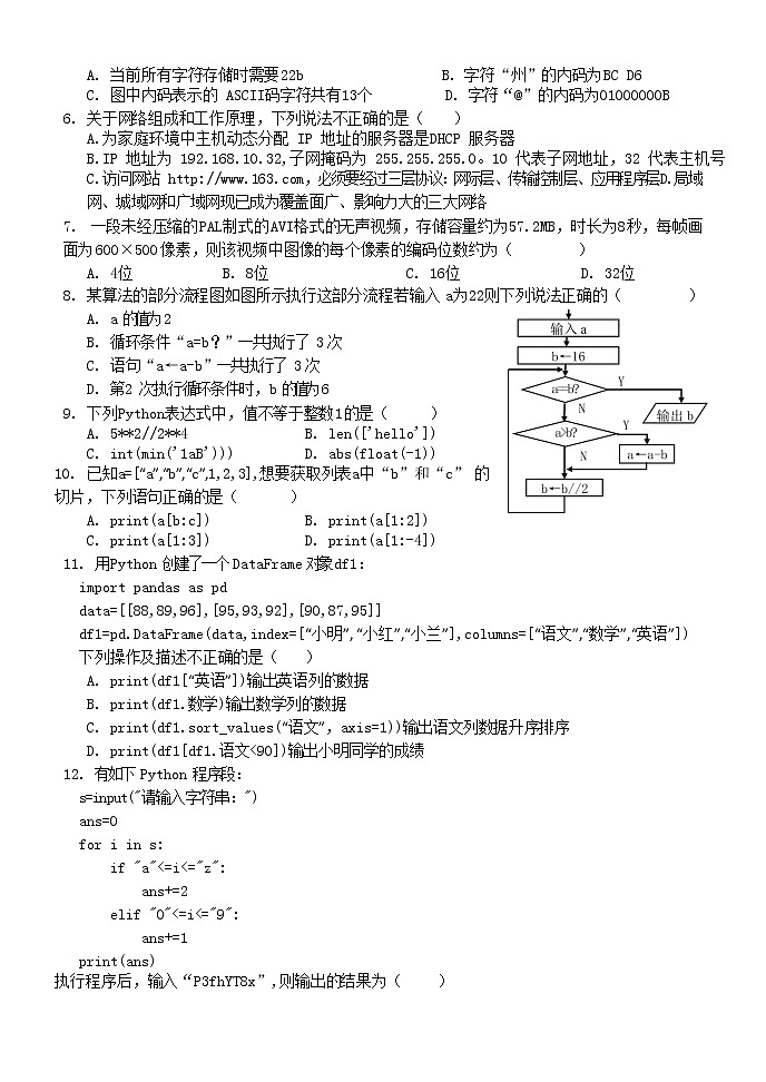 浙江省北斗联盟2021-2022学年高二下学期期中联考信息技术试题第2页