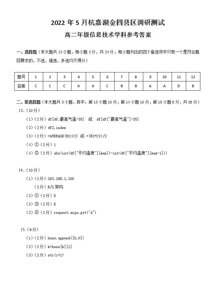 信息技术答案第1页
