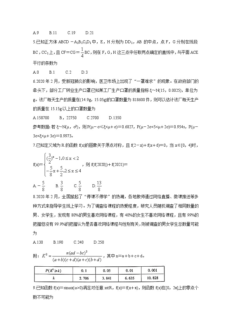 2021河南省天一大联考高中毕业班考前模拟（河南版）5-29-数学（理）含答案第2页