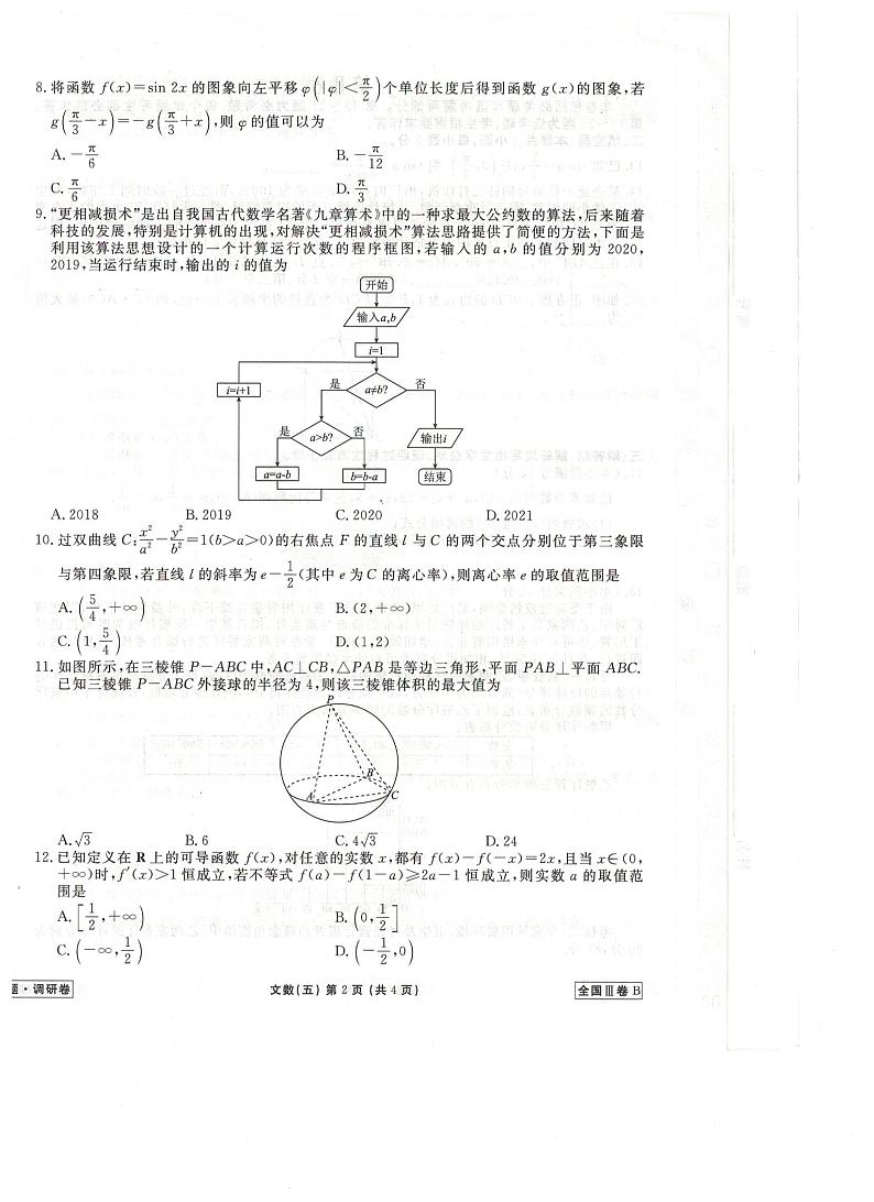2021全国卷Ⅲ衡水金卷先享题信息卷（五）数学（文）试题扫描版含解析第2页