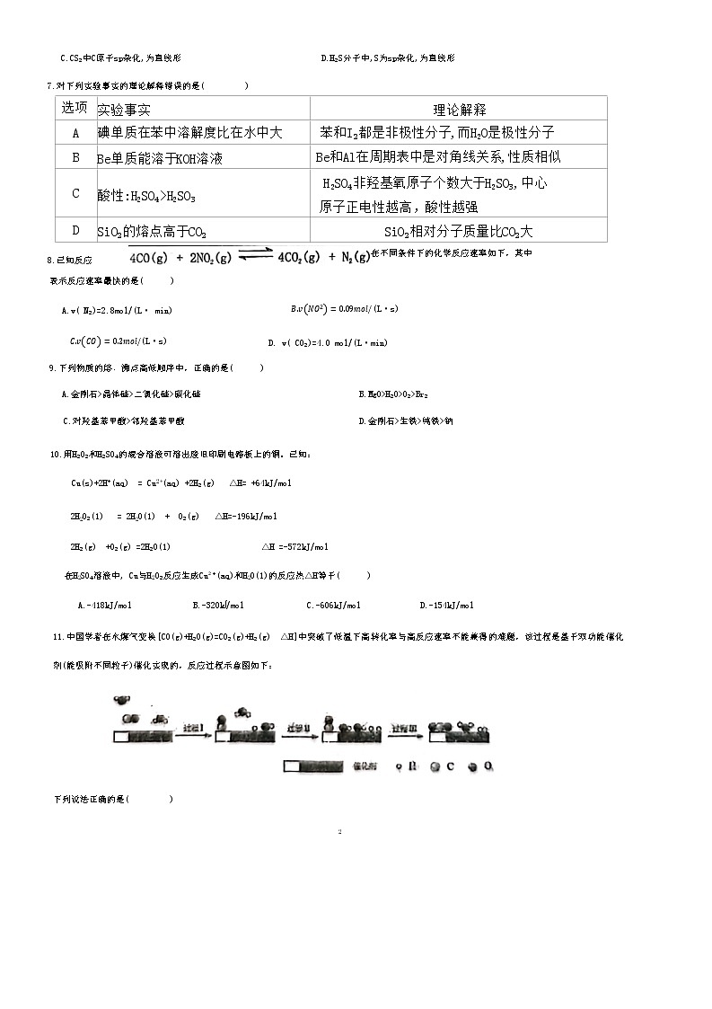 四川省绵阳市科学城第一中学2022—2023学年高二上学期半期（期中）考试化学试题无答案第2页