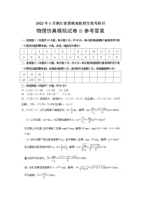 浙江省2022年1月普通高校招生选考科目考试仿真模拟物理试题B含解析