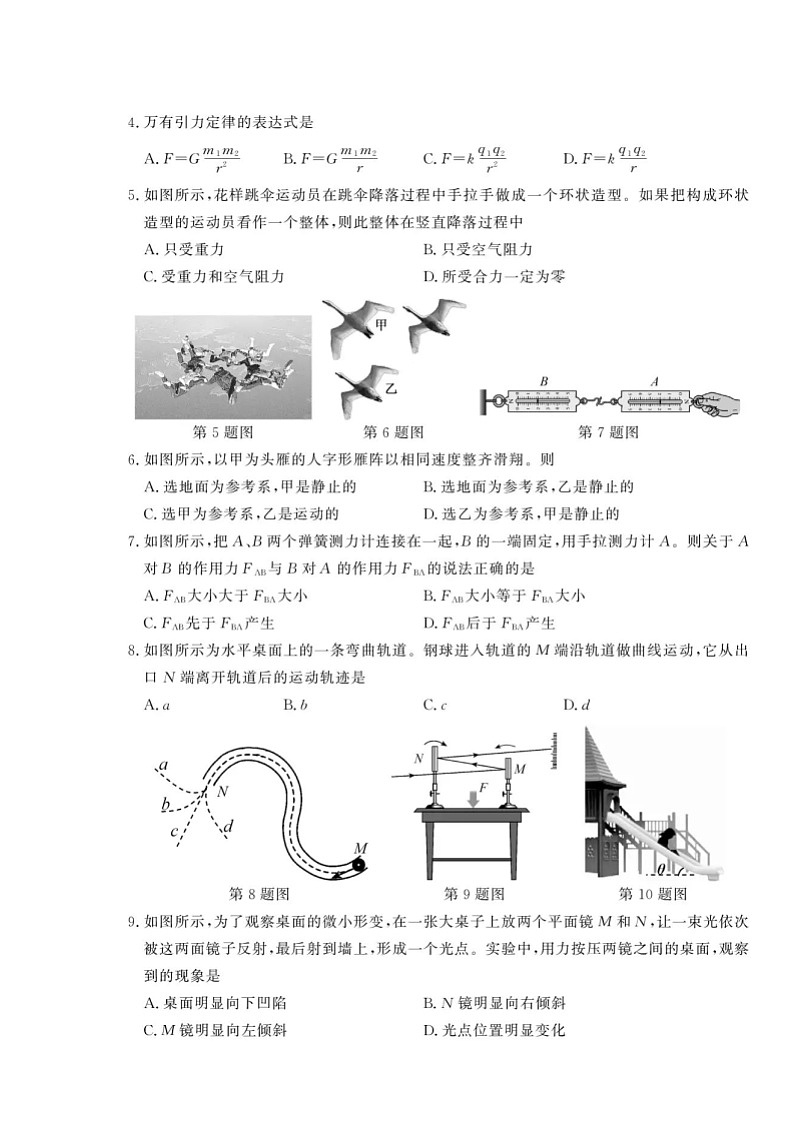 2019浙江省6月普通高中学业水平考试物理图片版含答案第2页