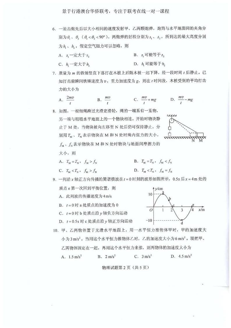 2021年全国联考物理真题第2页