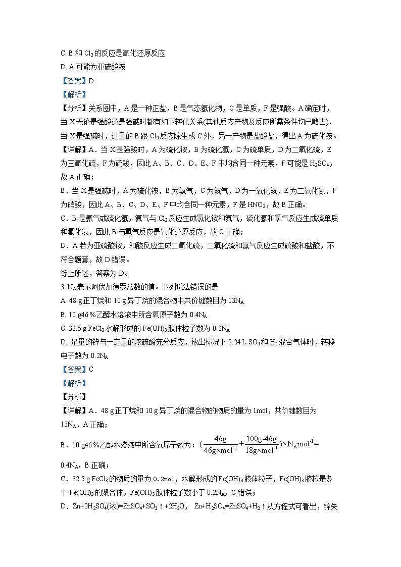 山东省济南市山师大附中2021-2022学年高三上学期开学考试化学试题（解析版）第2页