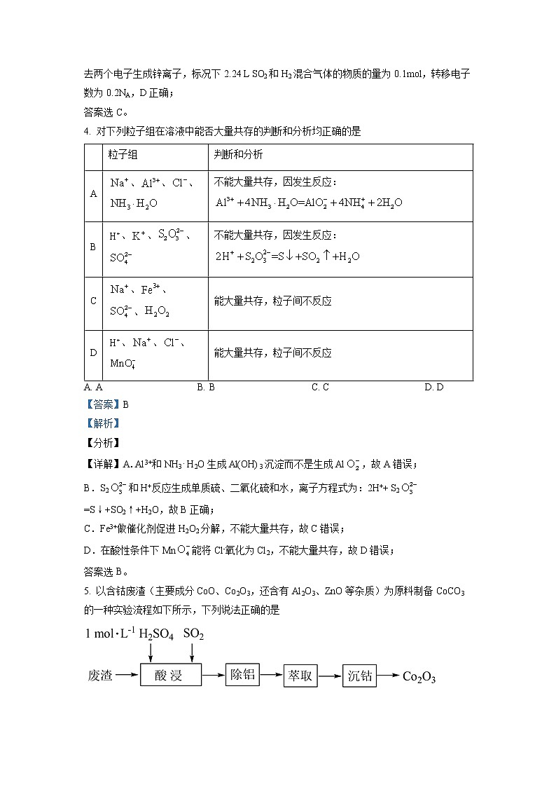 山东省济南市山师大附中2021-2022学年高三上学期开学考试化学试题（解析版）第3页