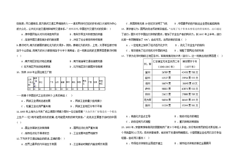 铁人中学2020级高二学年下学期开学考试历史——试题第2页