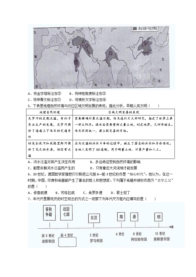 2022贵州省“三新”改革联盟校高一下学期联考（三）历史试题（合格考）无答案第2页