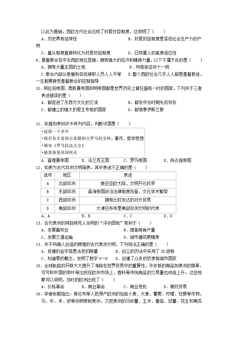 2021湖南省邵东县三中高一下学期第一次月考历史试题含答案第2页