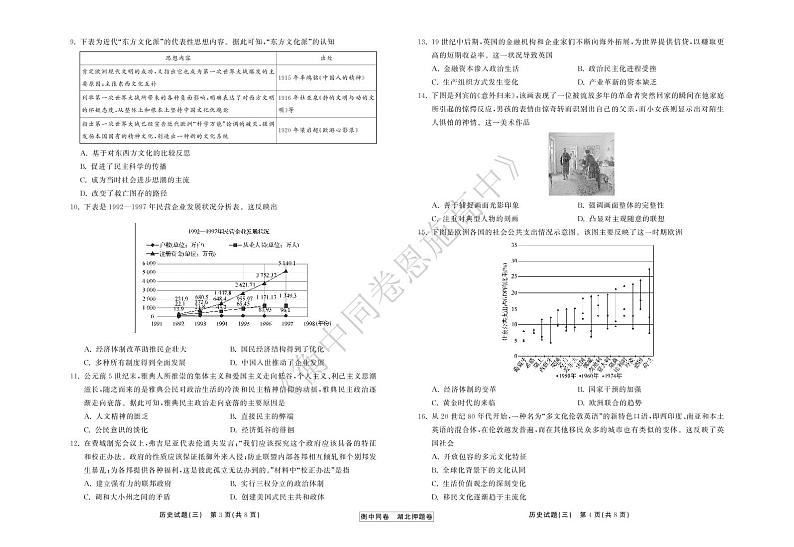 2022年湖北省普通高中学业水平等级考试模拟演练（三）历史试卷第2页