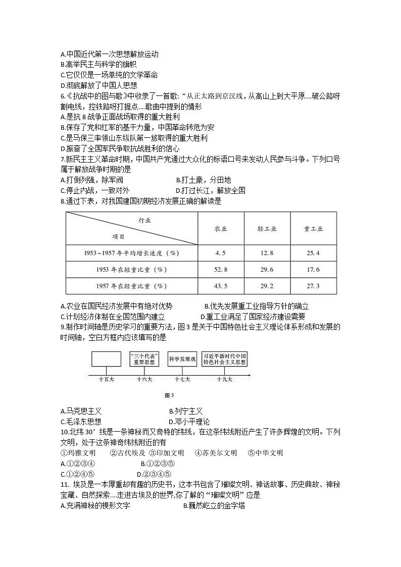 云南省巍山彝族回族自治县第二中学2020-2021学年高一下学期第一次月考历史试题（word版）第2页