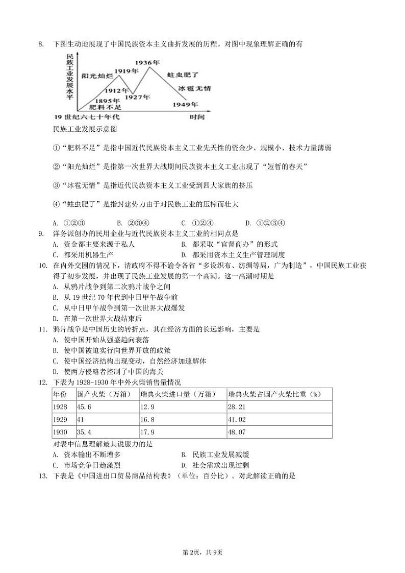 河北省沧州市第一中学2019-2020学年高一下学期第三次月考历史试题（可编辑PDF版）第2页