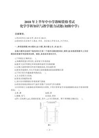 2018上半年国家教师资格证【初中】化学真题试卷+答案