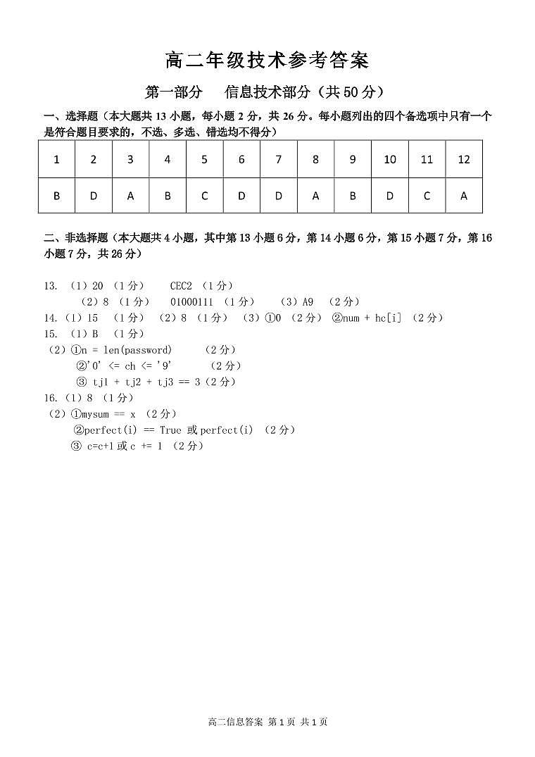 浙江省温州十校联合体2021-2022学年高二上学期期中考试技术试题扫描版含答案01
