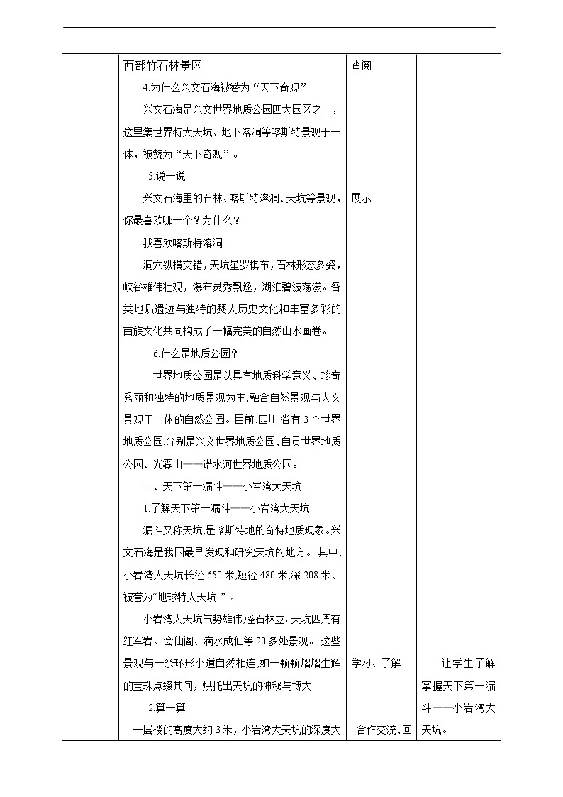 川教版《可爱的四川》 第3课《 大自然的鬼斧神工—兴文石海》课件+教案02
