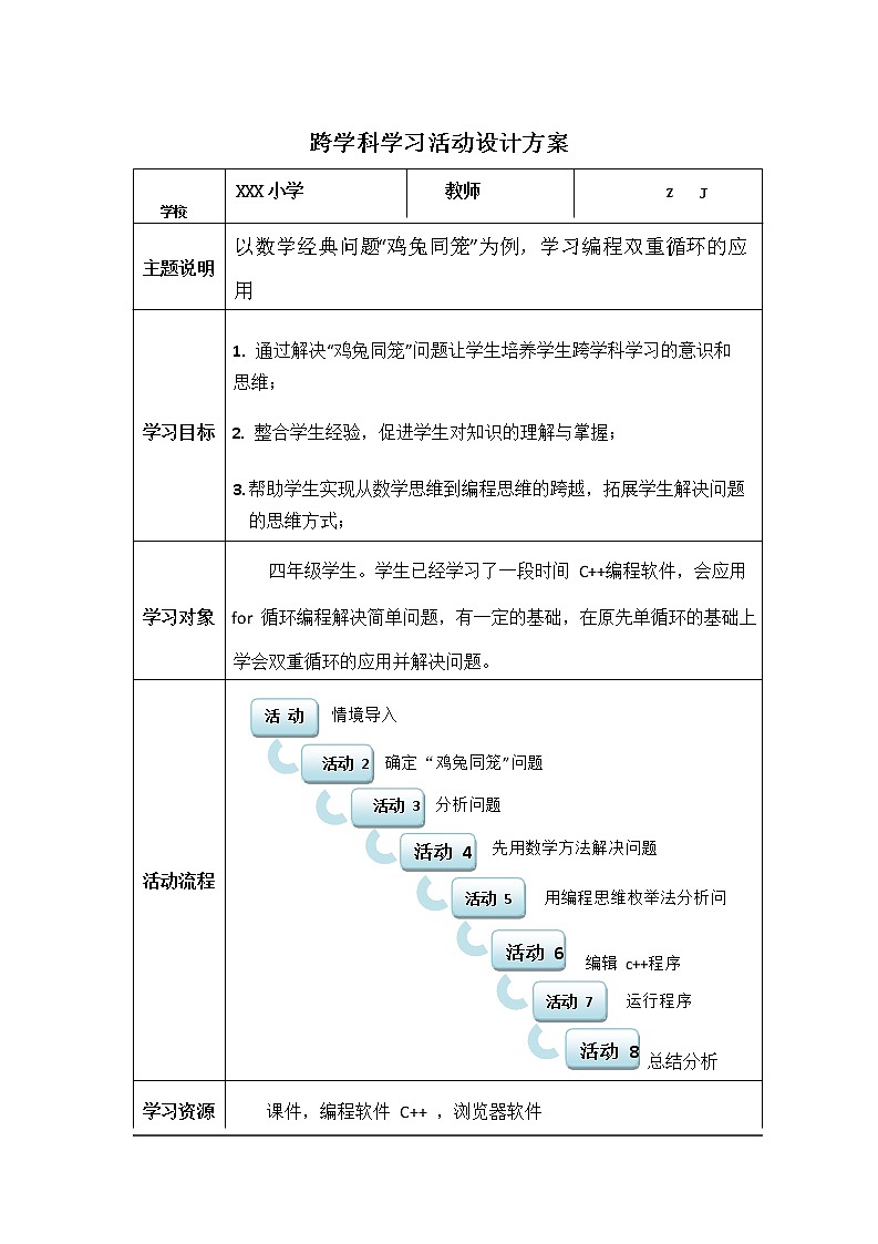 小学信息技术C1跨学科学习活动设计-学习活动方案+成果及点评【2.0微能力认证】第2页