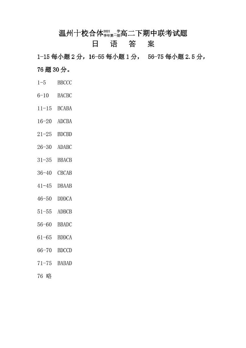 2022温州十校联合体高二下学期期中考试日语PDF版含答案（可编辑）01