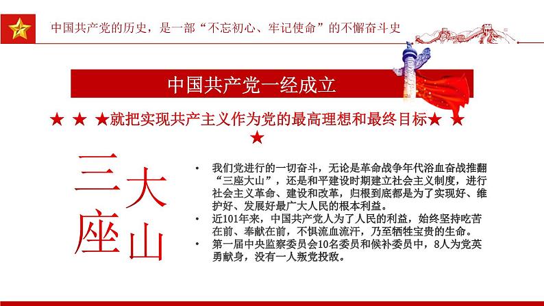 重温辉煌党史践行初心使命 课件-2021-2022学年高中主题班会07