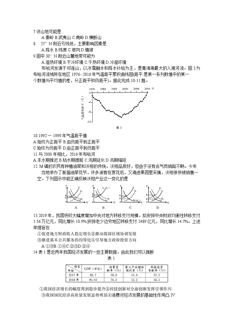 四川省成都市2019届高三第三次诊断性检测文科综合试题第2页