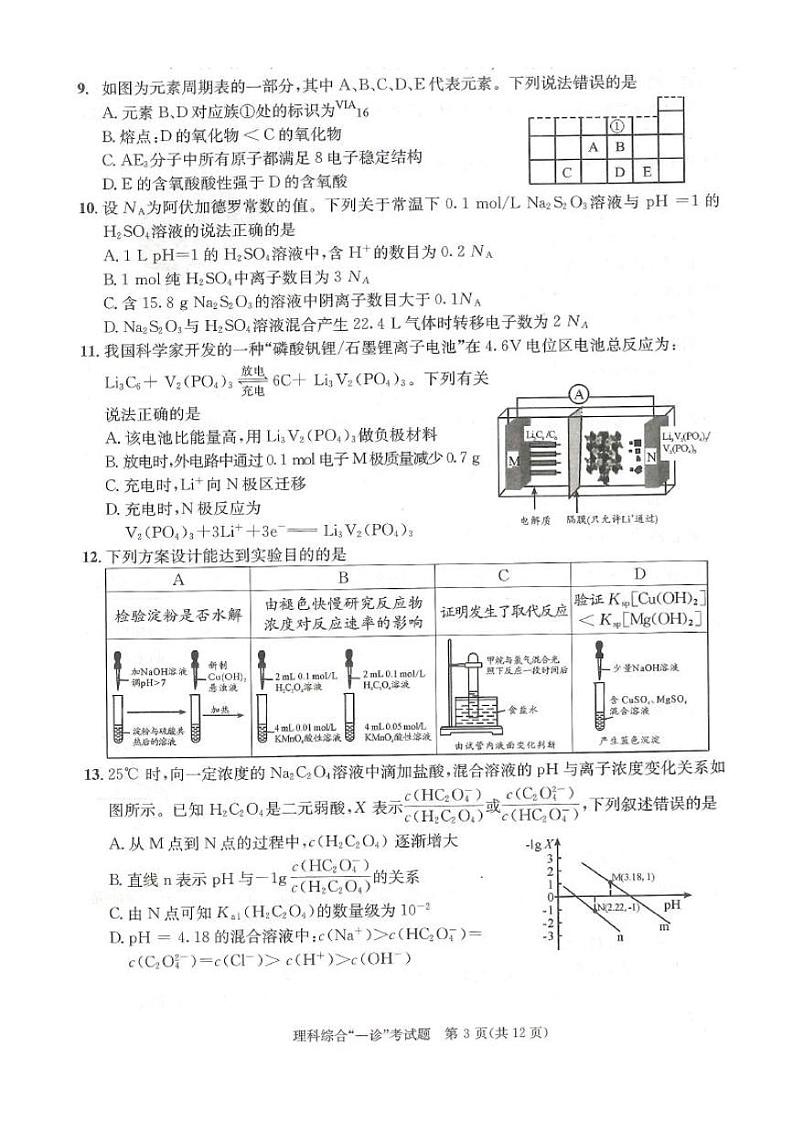 20届成都一诊理科综合试题第3页