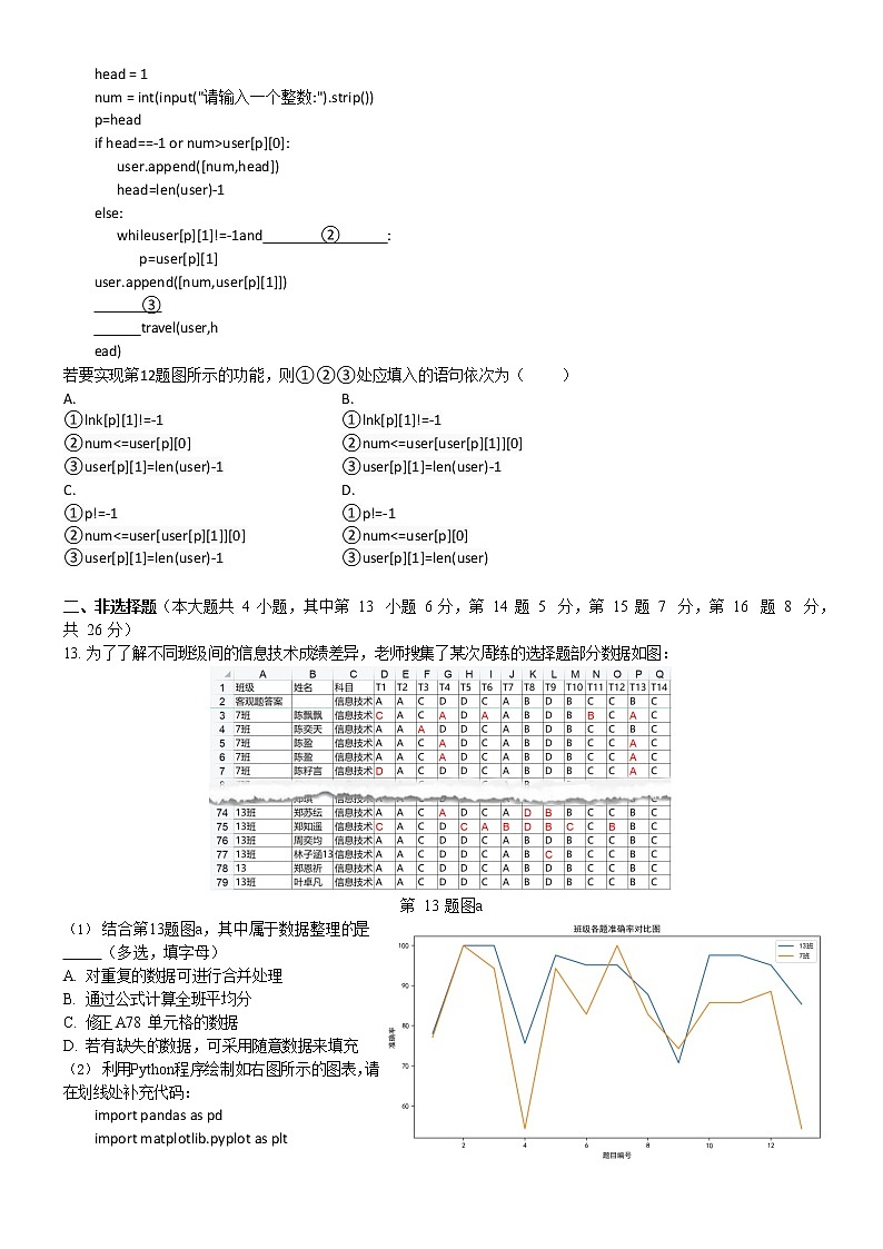 2023浙江省浙南名校联盟高三上学期第一次联考试题技术含答案03