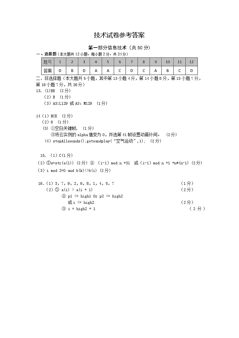 2021杭州建人高复高三上学期第一次考试技术PDF版含答案01