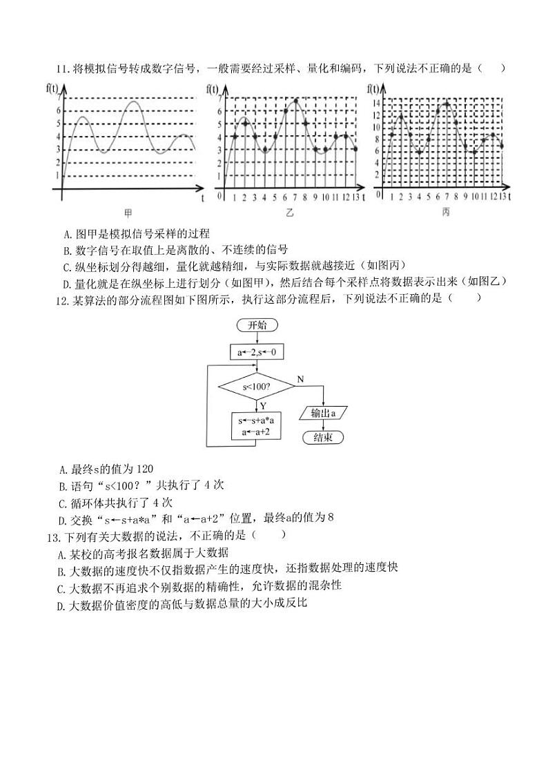 2023台州八校联盟高二上学期11月期中联考技术试题第3页