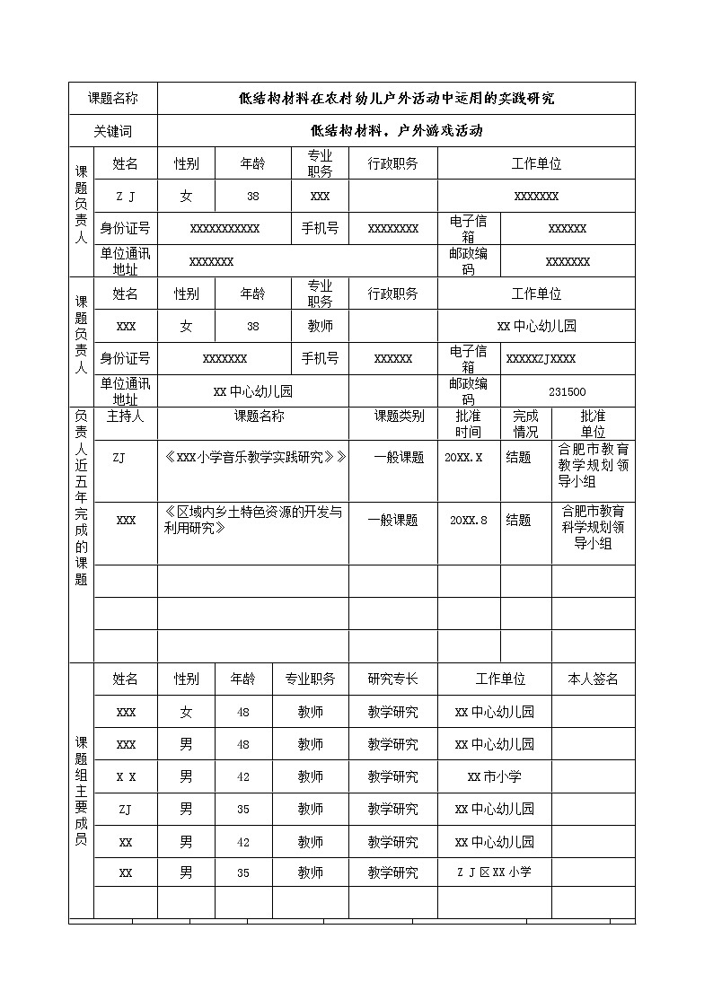 市级课题立项申请书-低结构材料在农村幼儿户外活动中运用的实践研究【市级优秀课题】第3页