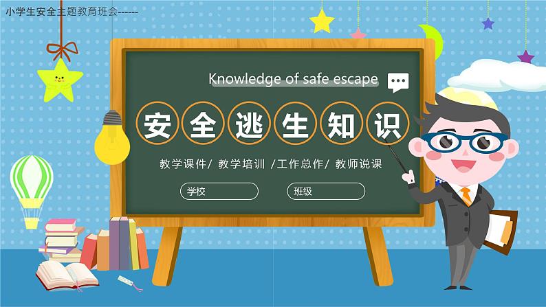 《安全逃生知识知多少》小学生安全教育主题班会课件第1页