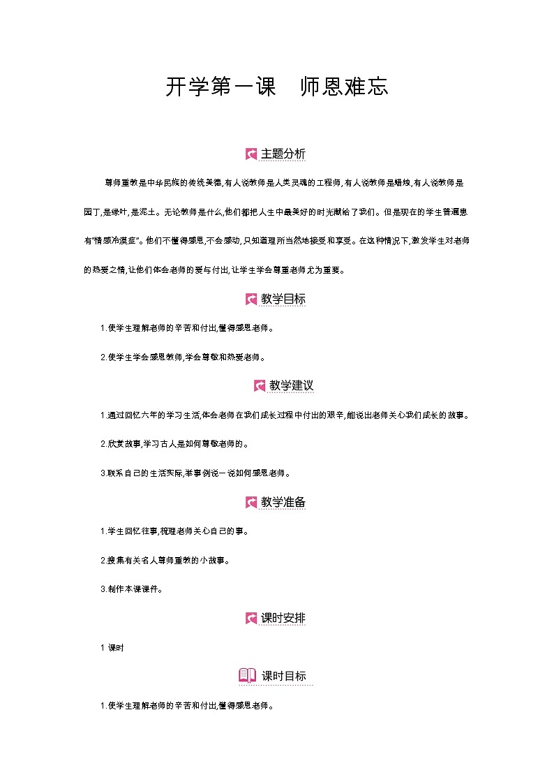 人教版六年级下册——开学第一课【PPT+教案】01