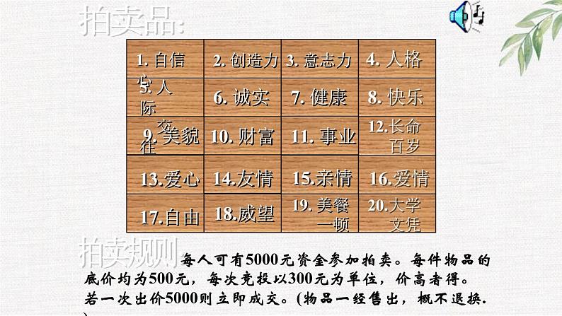 中小学生励志主题班会课件《人生大拍卖》第4页