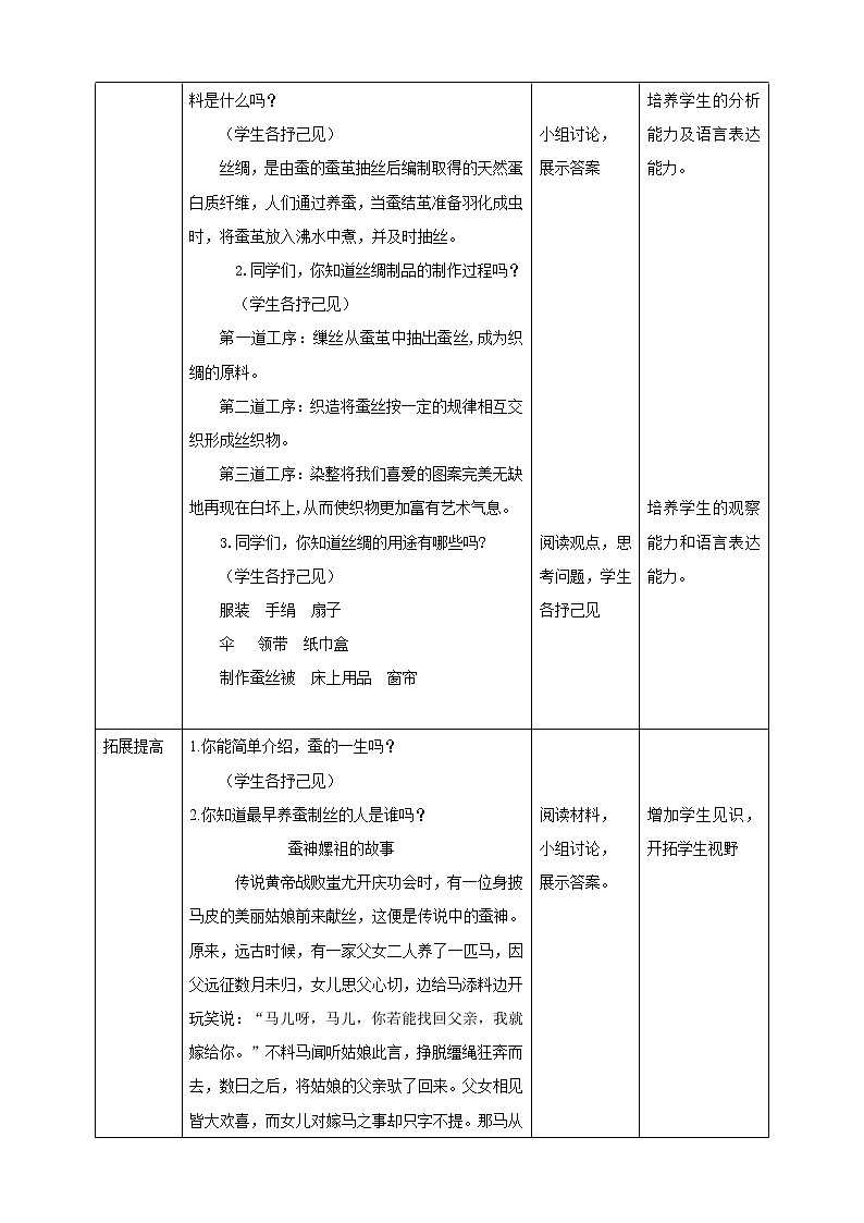 浙教版人·社会·自然三年级第11课江南丝绸教学设计第2页