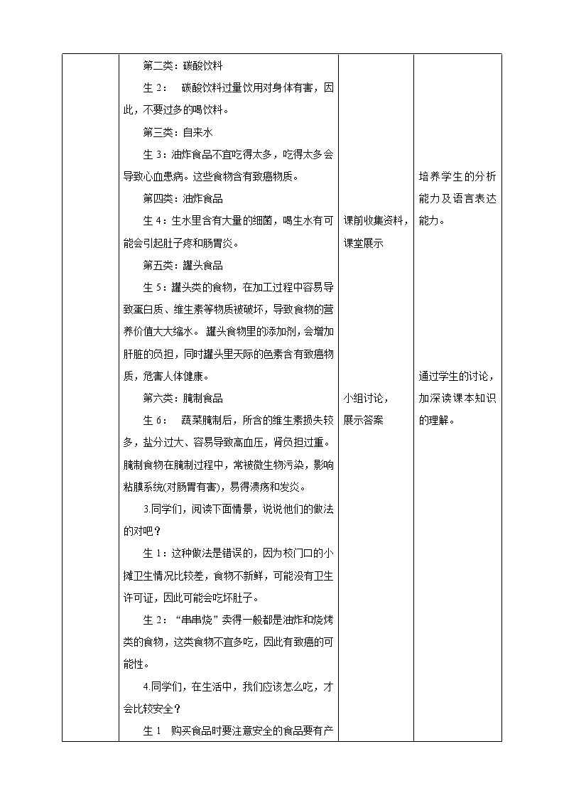 第22课吃的安全教学设计第2页