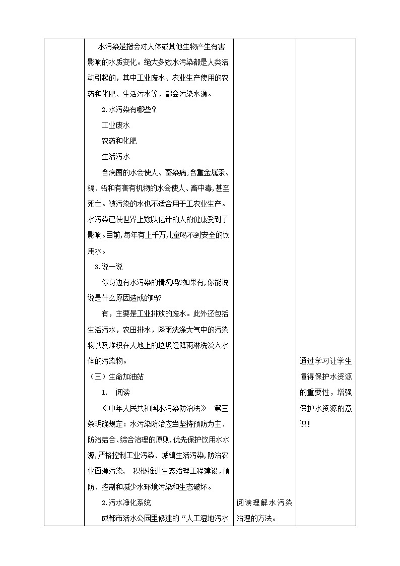 川教版四年级《生命.生态.安全》下册第2课《防治水污染》  教学设计第3页
