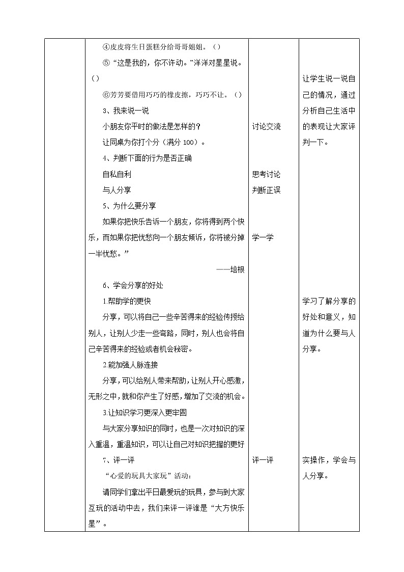 二年级文明礼仪教育第3单元第5课《学会分享》 教案第2页