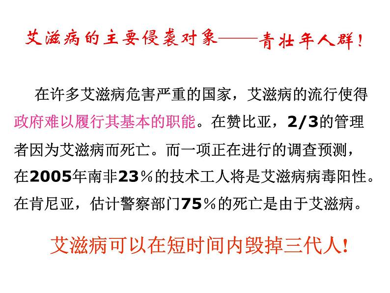 中小学心理健康教育主题班会课件《艾滋病基本知识B》第4页