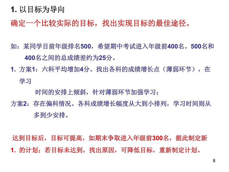 中小学时间管理主题班会课件《高中生如何有效利用时间提高学习效率》第8页