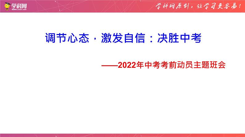 中考考前班会：调节心态，激发自信：决胜中考-主题班会课件PPT01