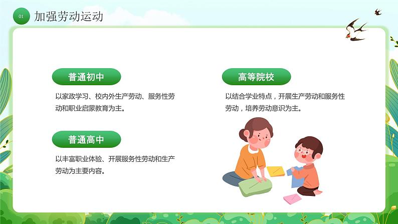 绿色卡通风中小学劳动教育主题班会PPT05