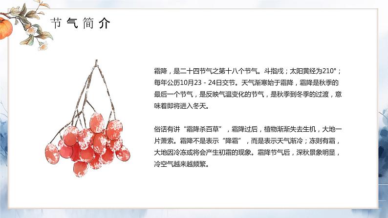 蓝色卡通霜降节气介绍PPT模板04