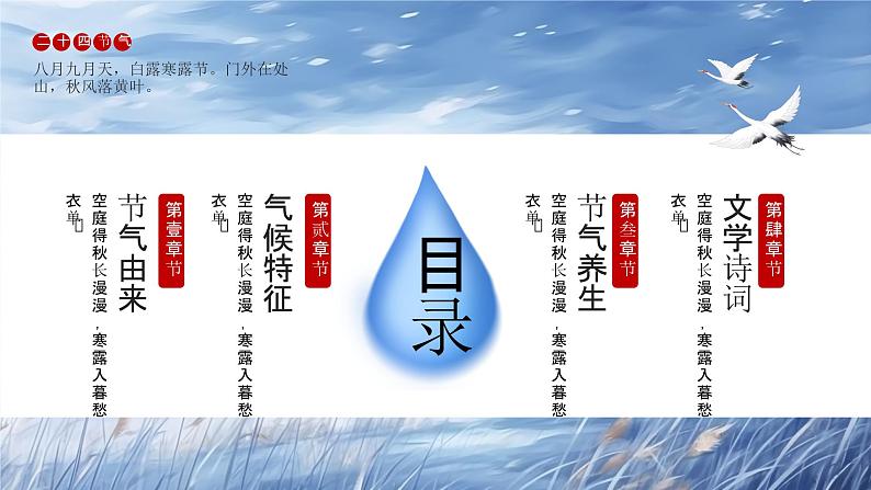 蓝色水墨中国风寒露节气介绍PPT模板02