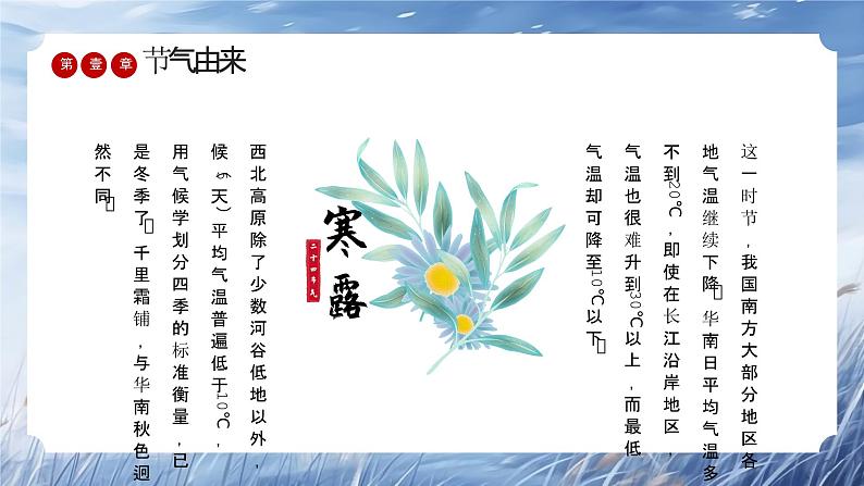 蓝色水墨中国风寒露节气介绍PPT模板05