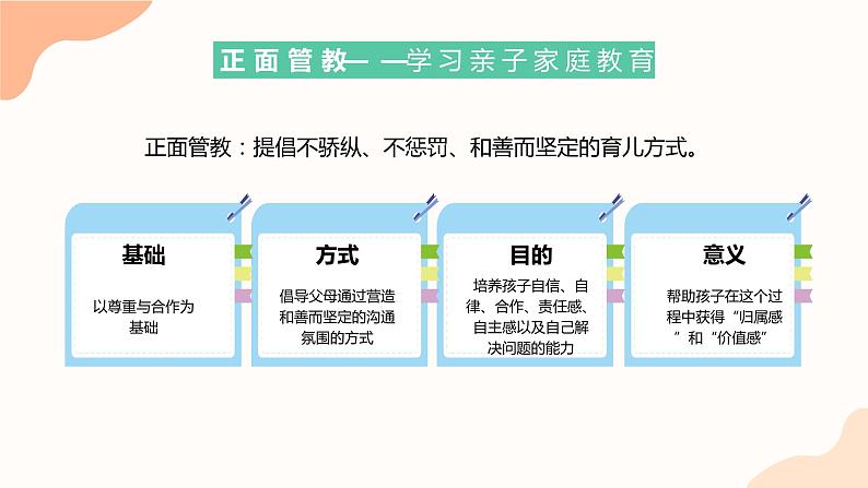 卡通校园正面管教学习亲自家庭教育PPT模板第4页