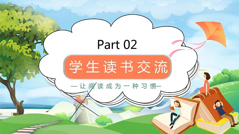 卡通创意快乐阅读主题PPT模板06