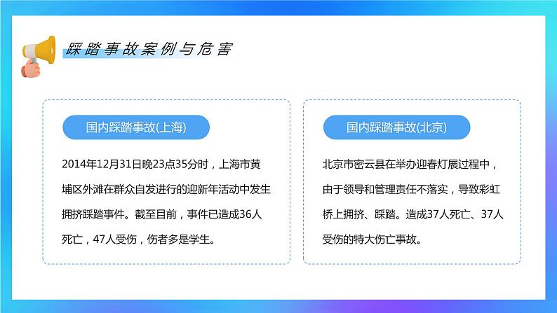 3D学生蓝色简约防踩踏安全教育主题班会PPT模板第5页